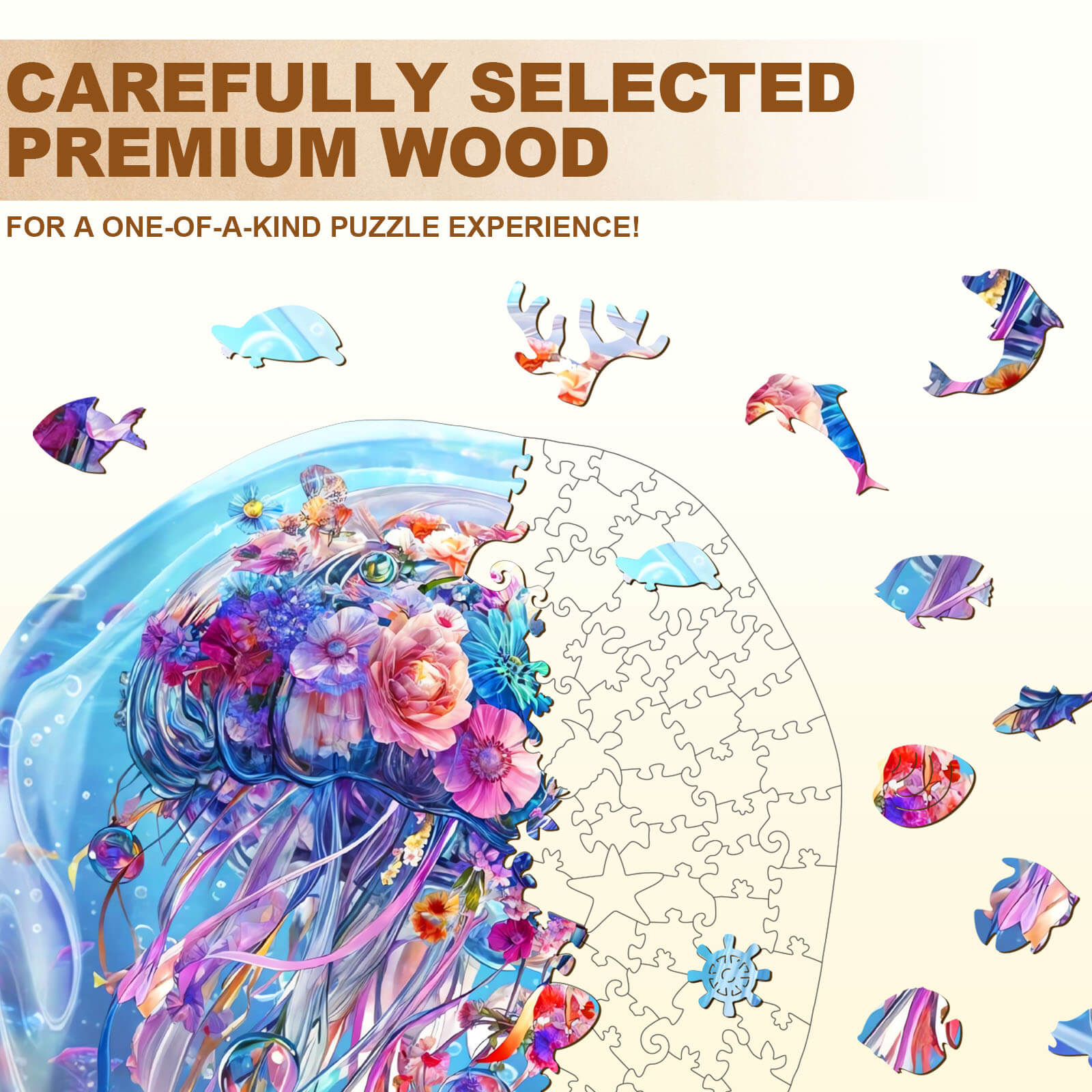 Flower Jellyfish Wooden Jigsaw Puzzle