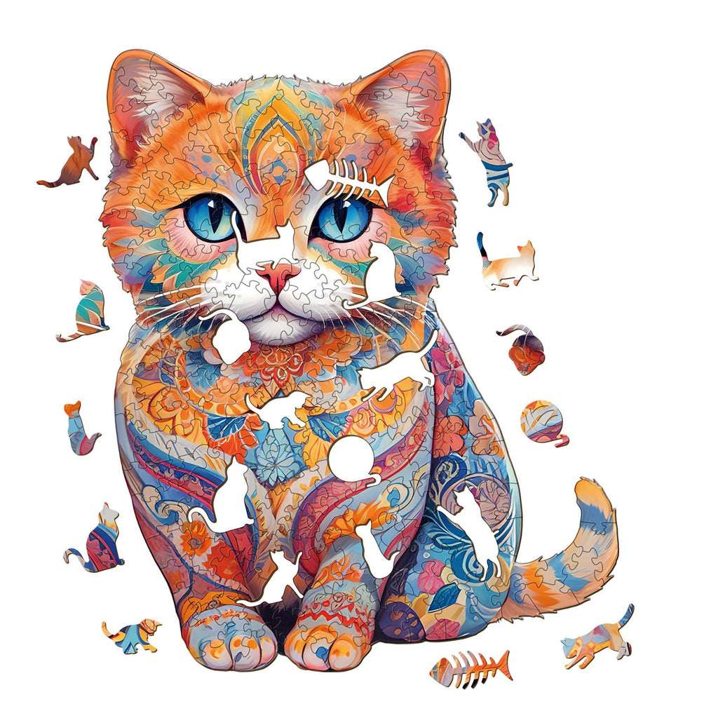 Cute Scottish Cat Wooden Jigsaw Puzzle