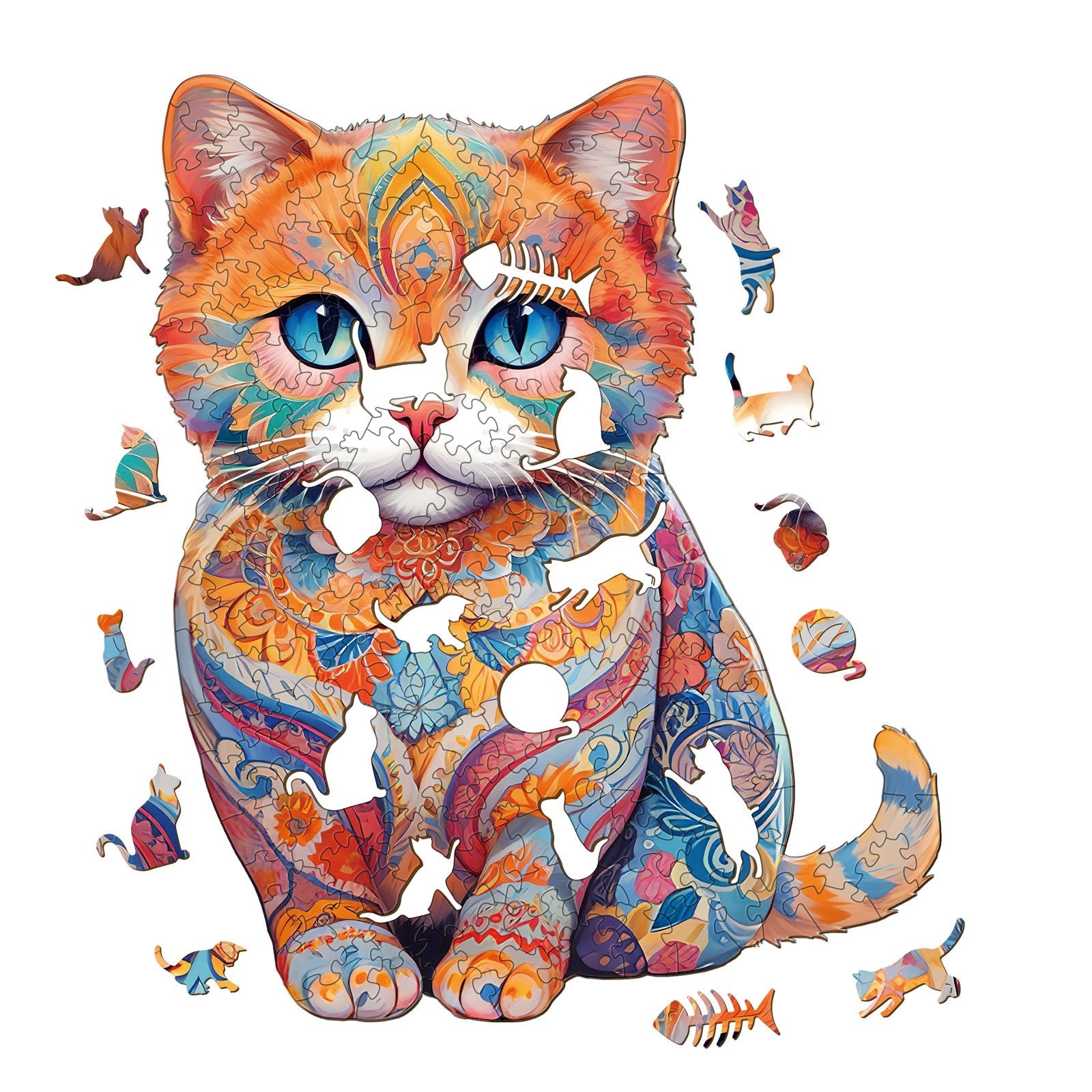 Cute Scottish Cat Wooden Jigsaw Puzzle