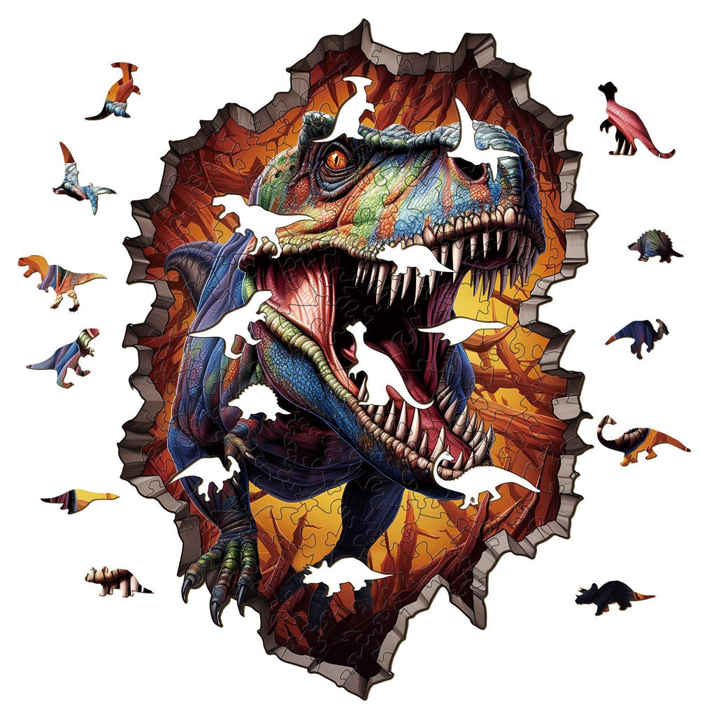 Wall Breaking T-rex Wooden Jigsaw Puzzle