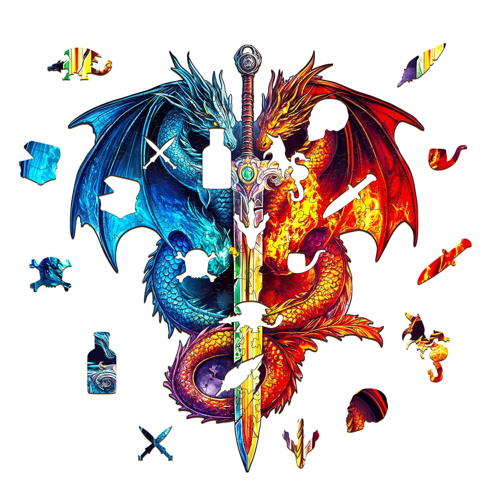 Dragon and Sword Wooden Jigsaw Puzzle