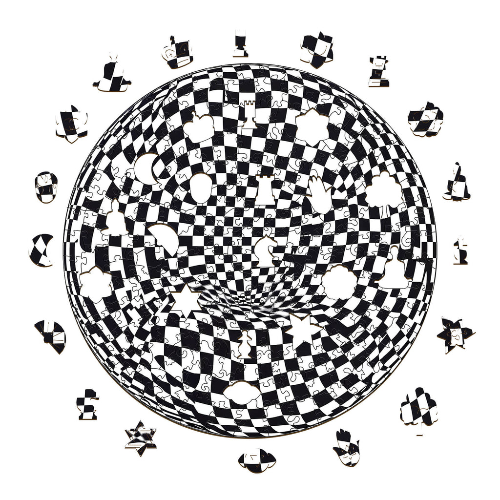 Checkerboard Pop Art Wooden Jigsaw Puzzle
