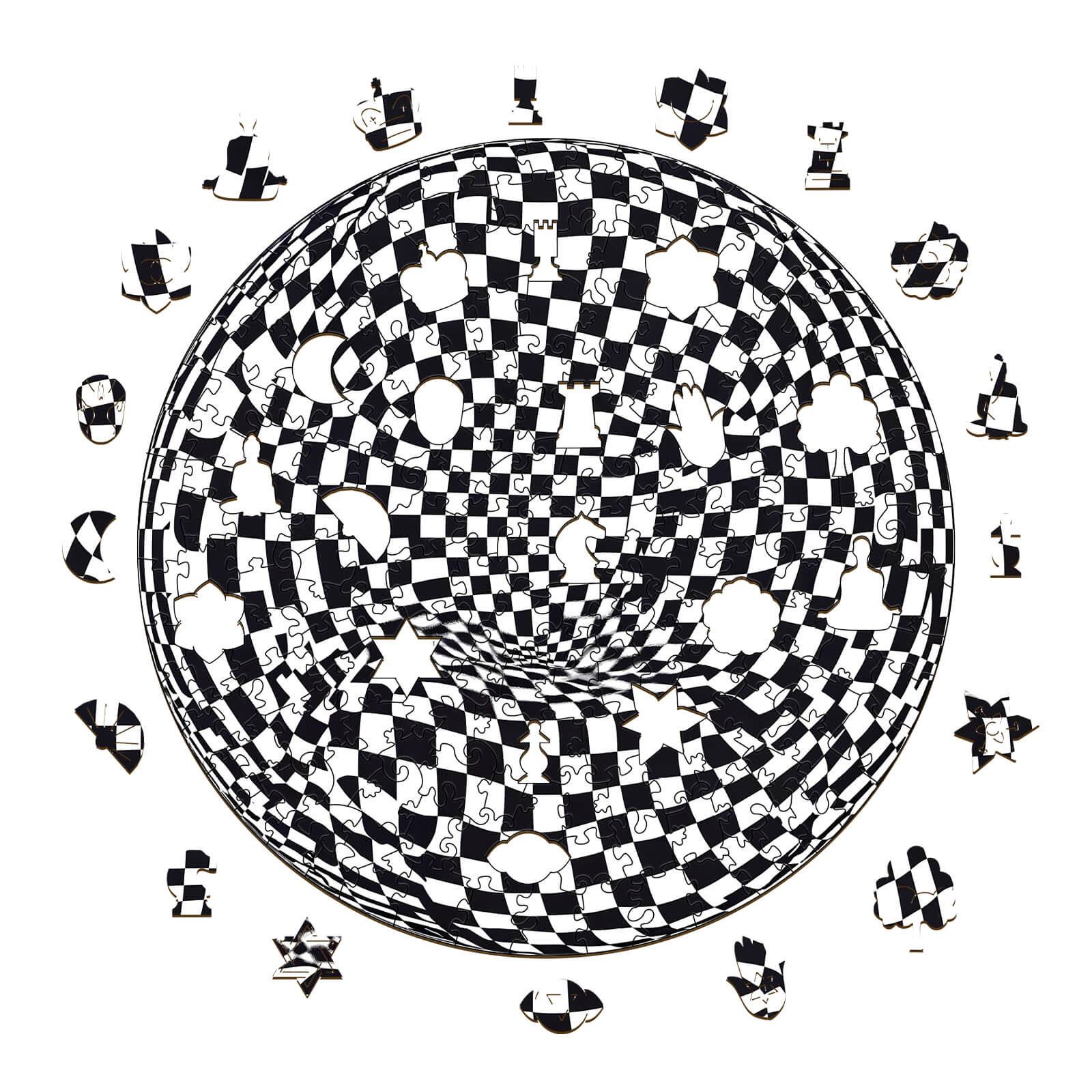 Checkerboard Pop Art Wooden Jigsaw Puzzle