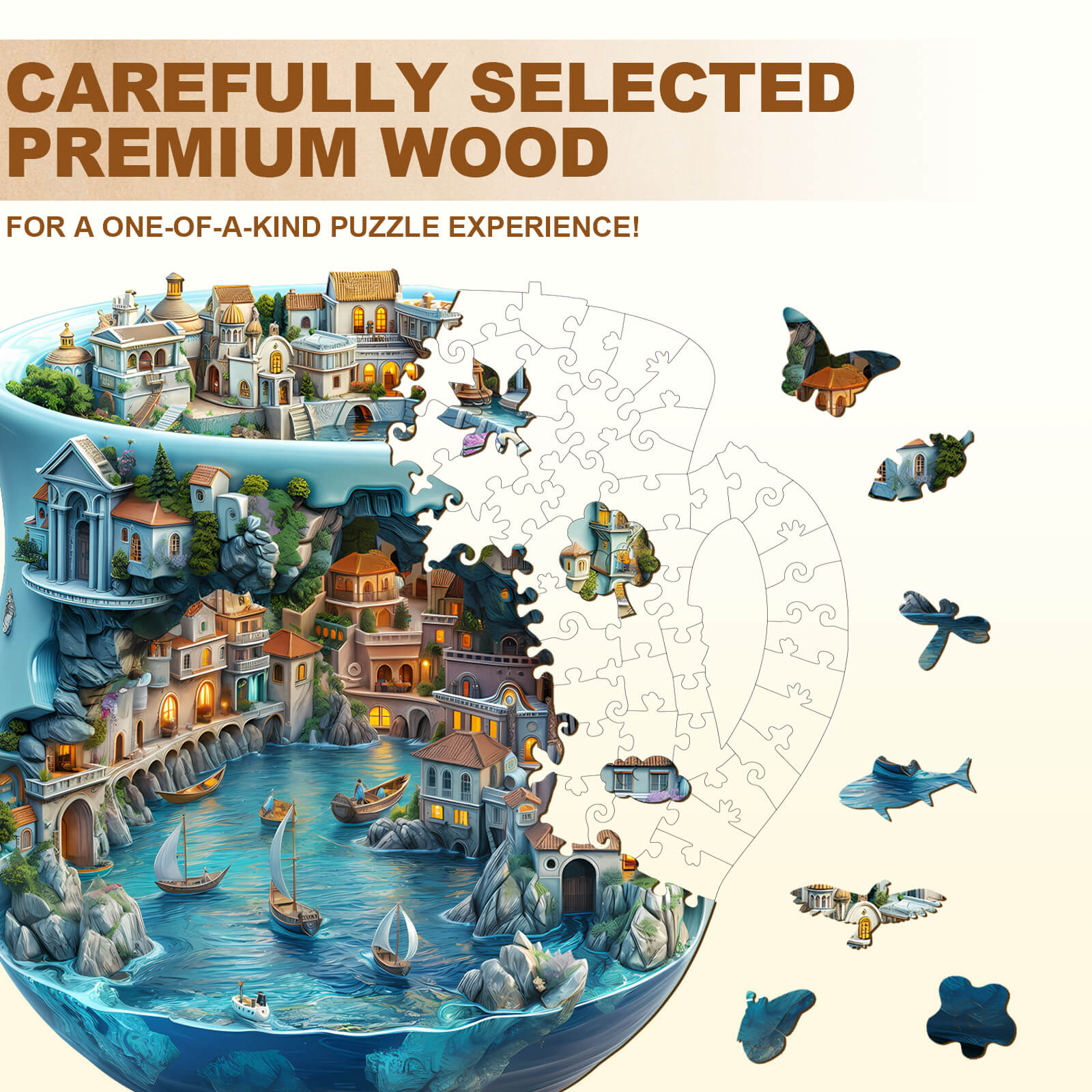 Seaside town Wooden Jigsaw Puzzle