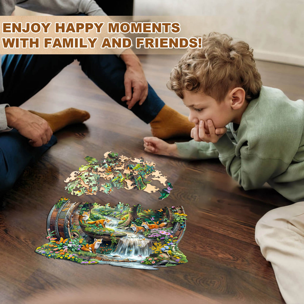 Happy foxes-1 Wooden Jigsaw Puzzle