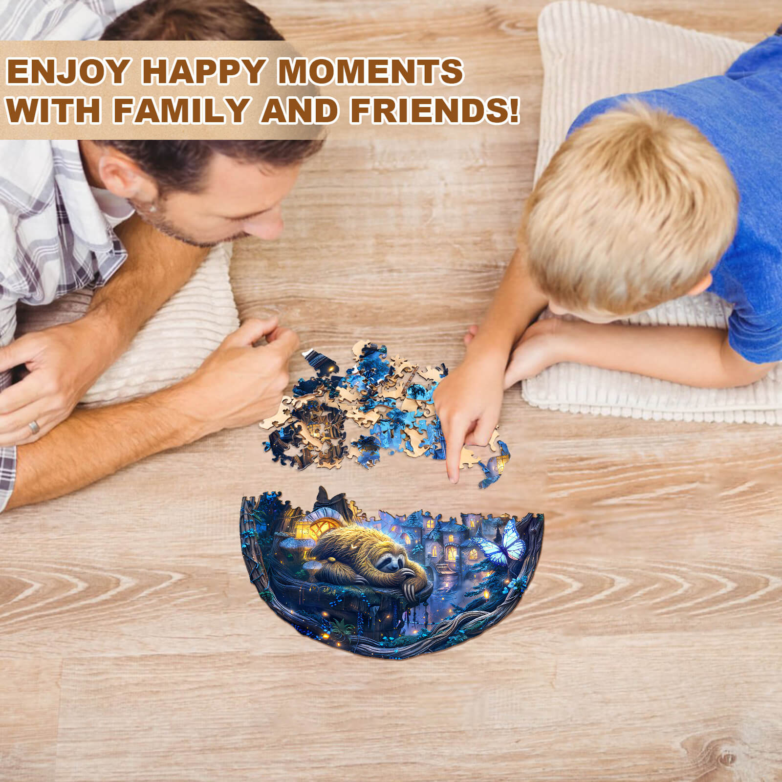 Butterfly and Sloth Wooden Jigsaw Puzzle