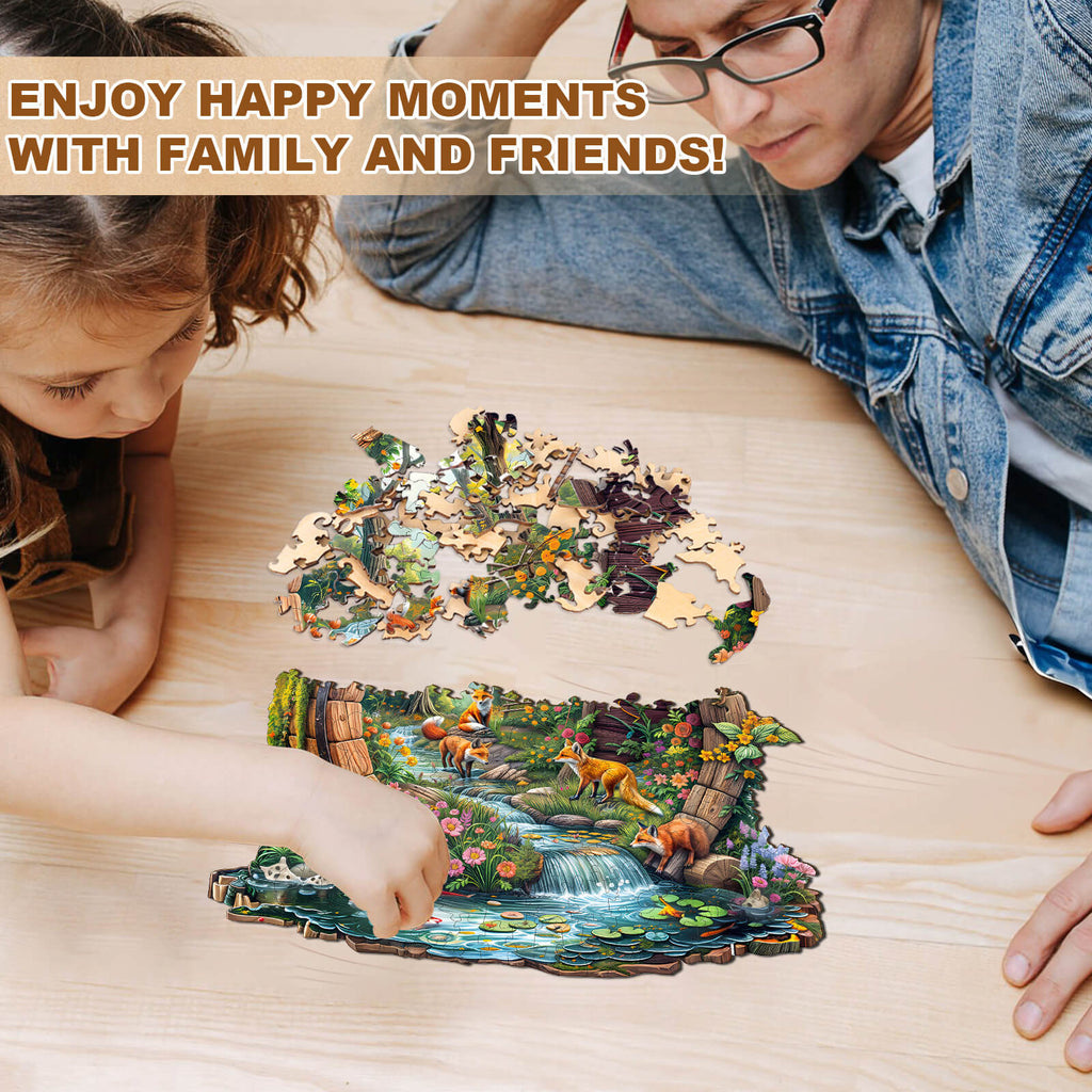 Happy foxes-2 Wooden Jigsaw Puzzle