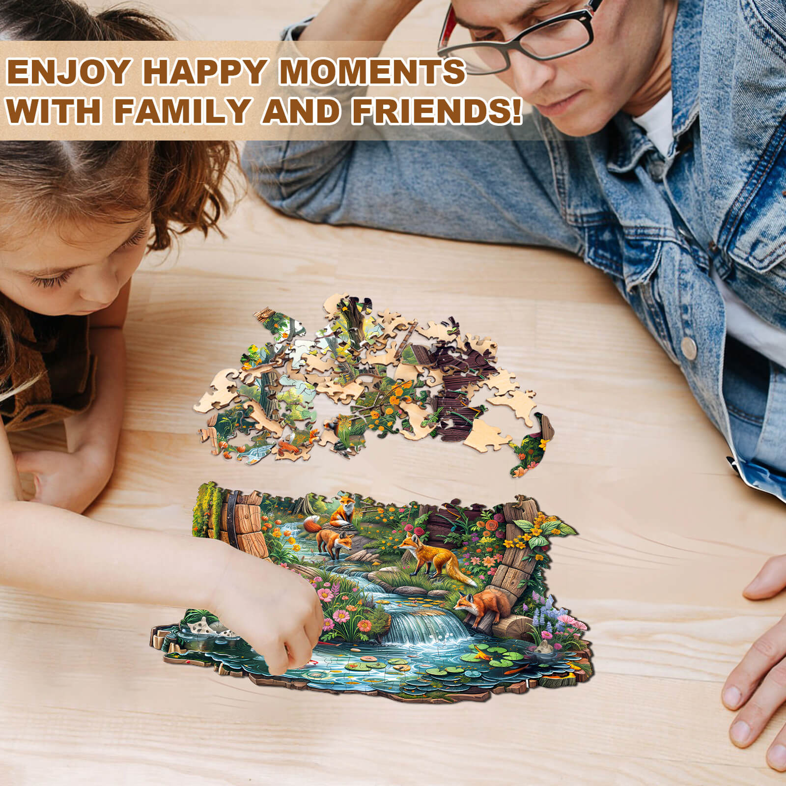 Happy foxes-2 Wooden Jigsaw Puzzle