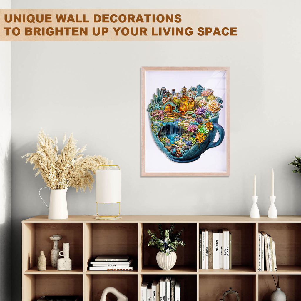 Succulent Mug Wooden Jigsaw Puzzle