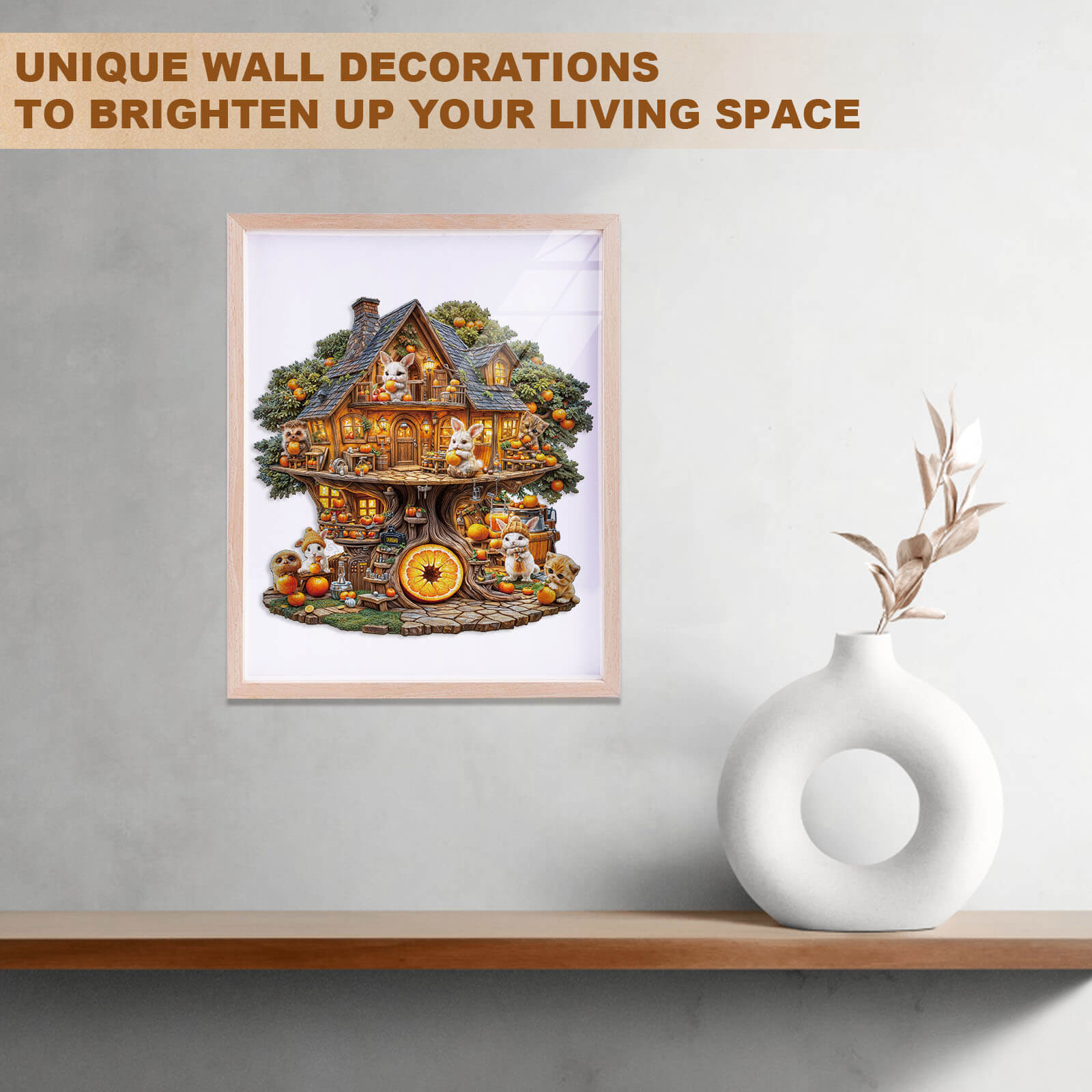 Orange party House Wooden Jigsaw Puzzle