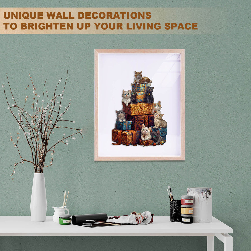 Gifts and cats Wooden Jigsaw Puzzle