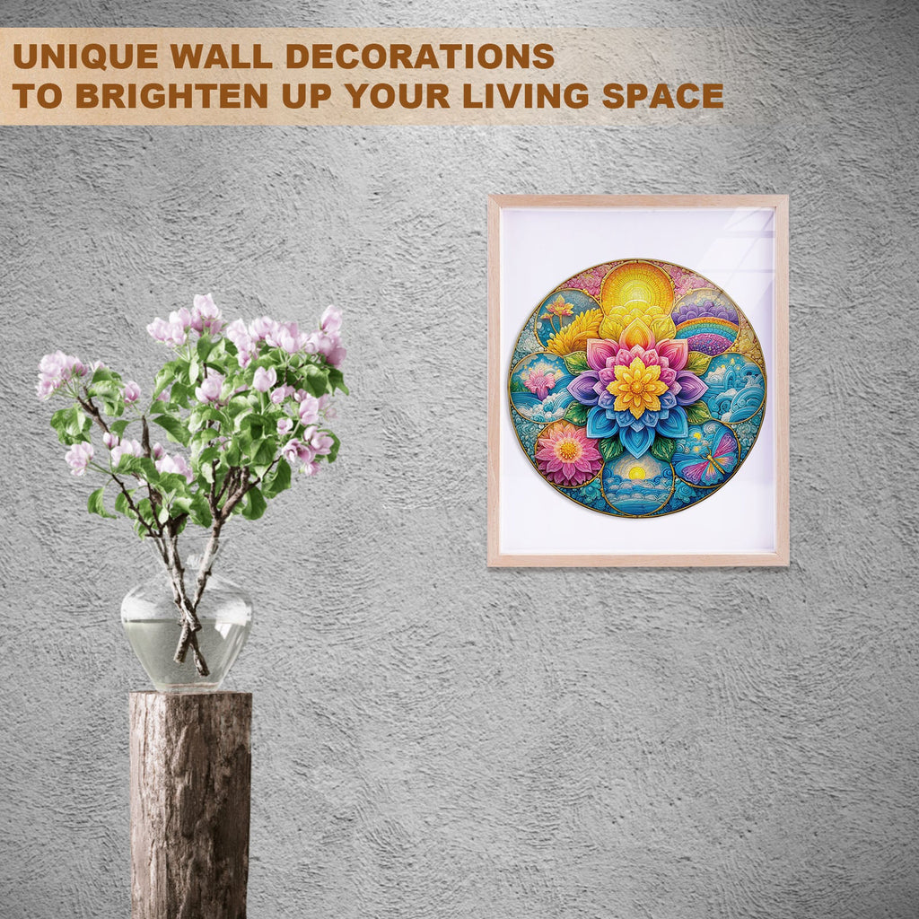 Colorful Mandala Wooden Jigsaw Puzzle