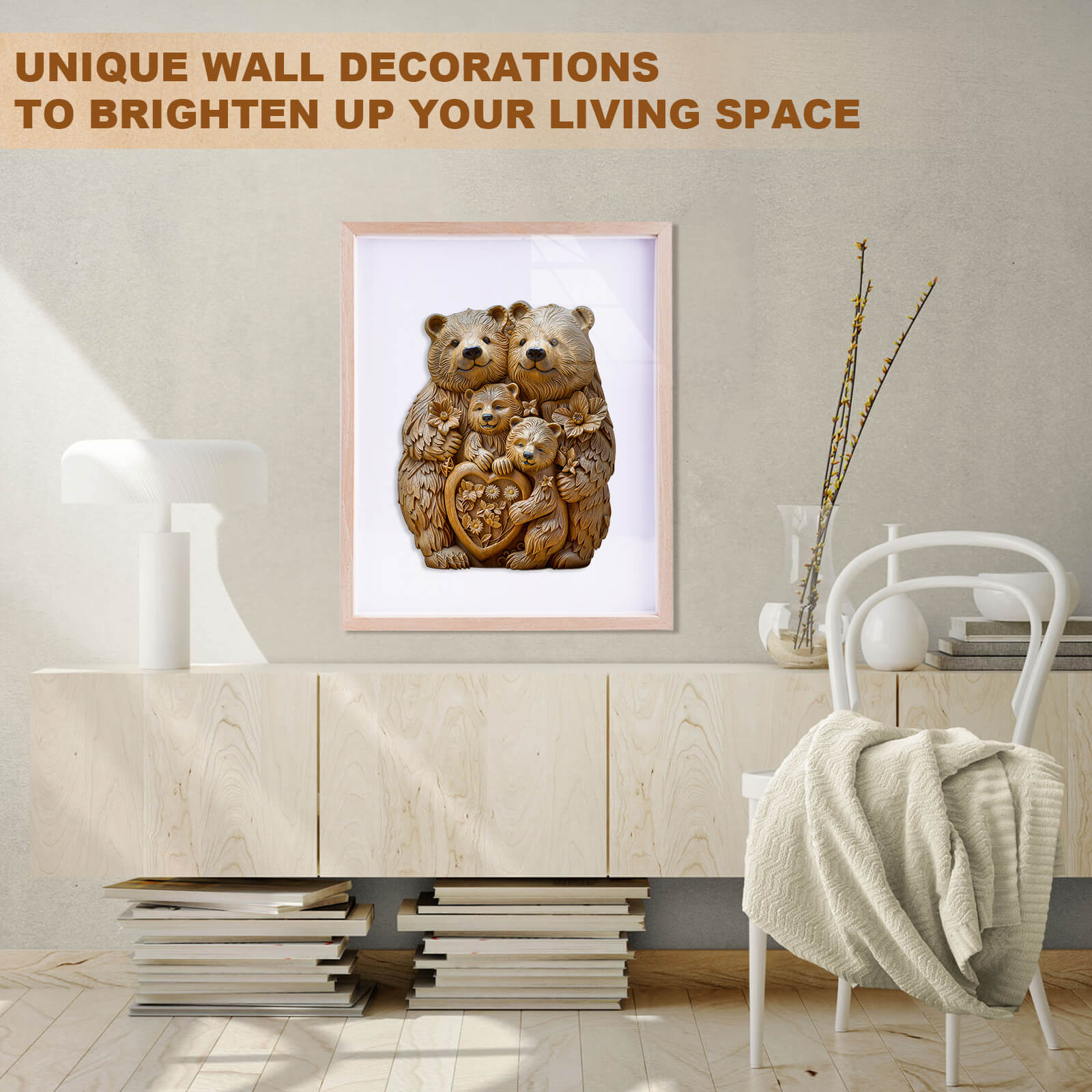 Woodcarve bear family Wooden Jigsaw Puzzle