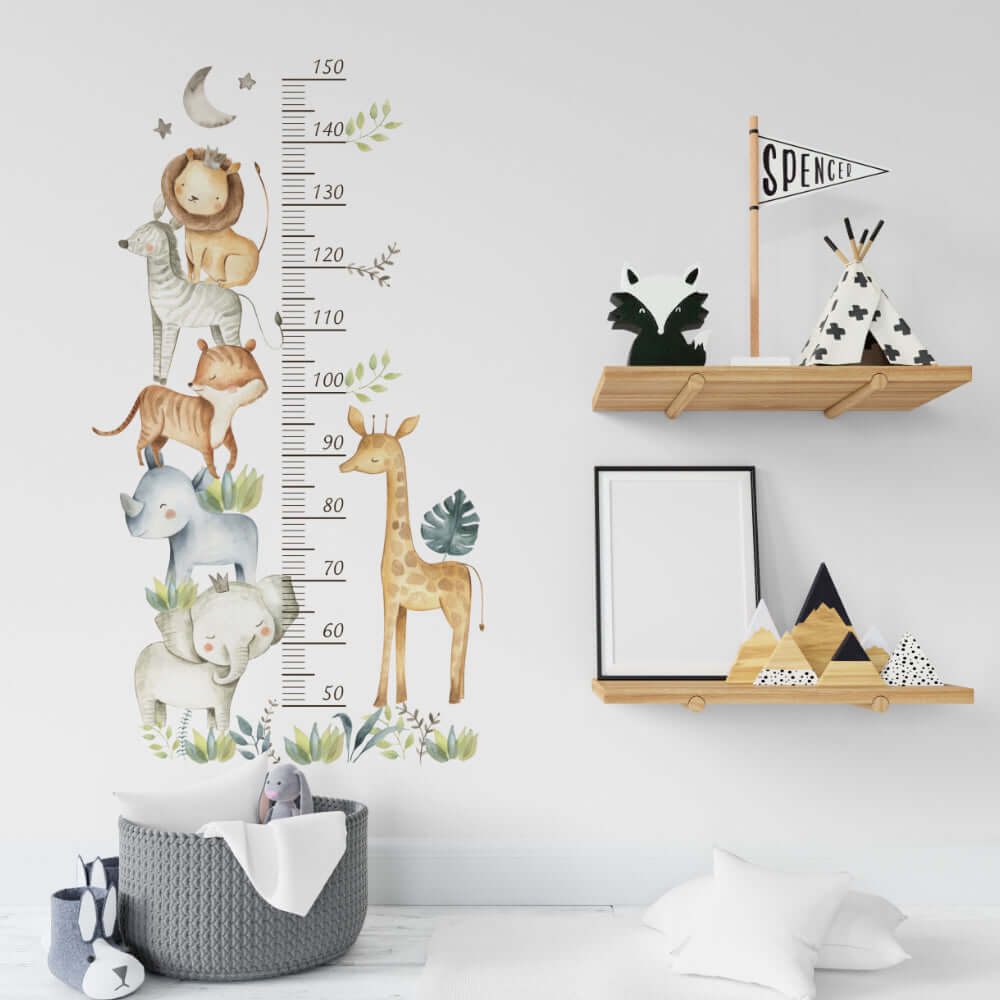 Cute Animals Growth Chart Wall Stickers