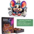 Wall Rat-2 wooden jigsaw puzzle featuring a colorful mouse design, packaged with reference diagram and box.