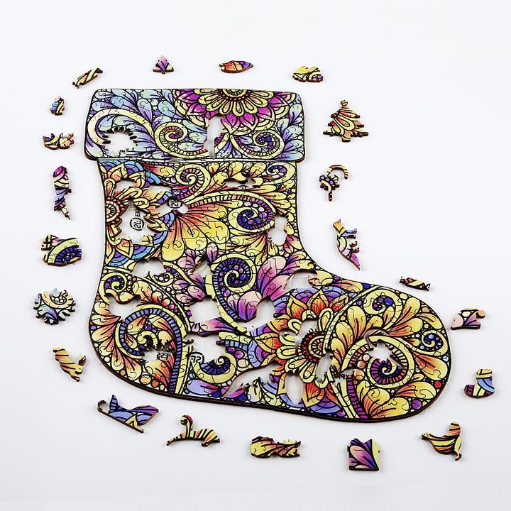 Christmas Socks Wooden Jigsaw Puzzle