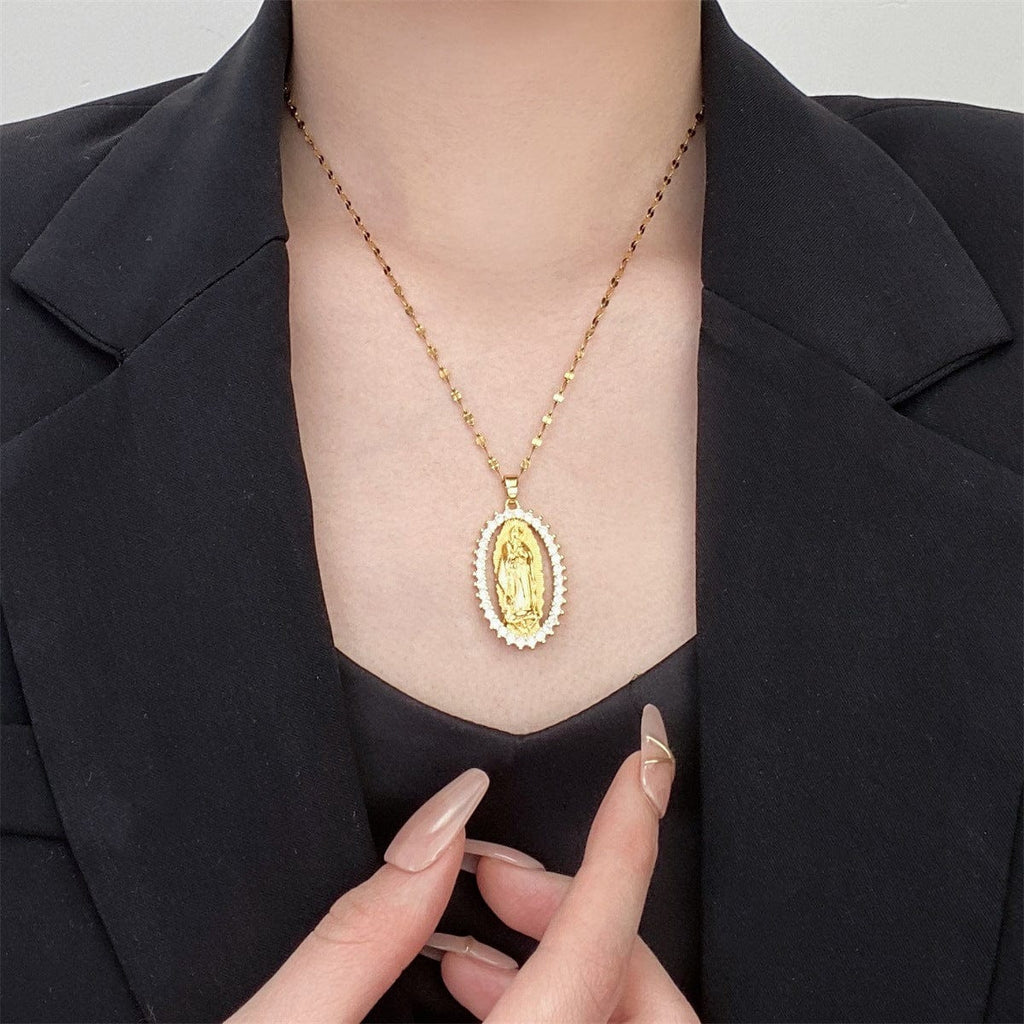 Zircon decorated 'Virgin Mary' Necklace by Godisabove™