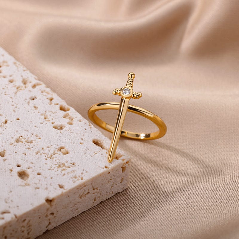 SILVER CROSS SWORD RING