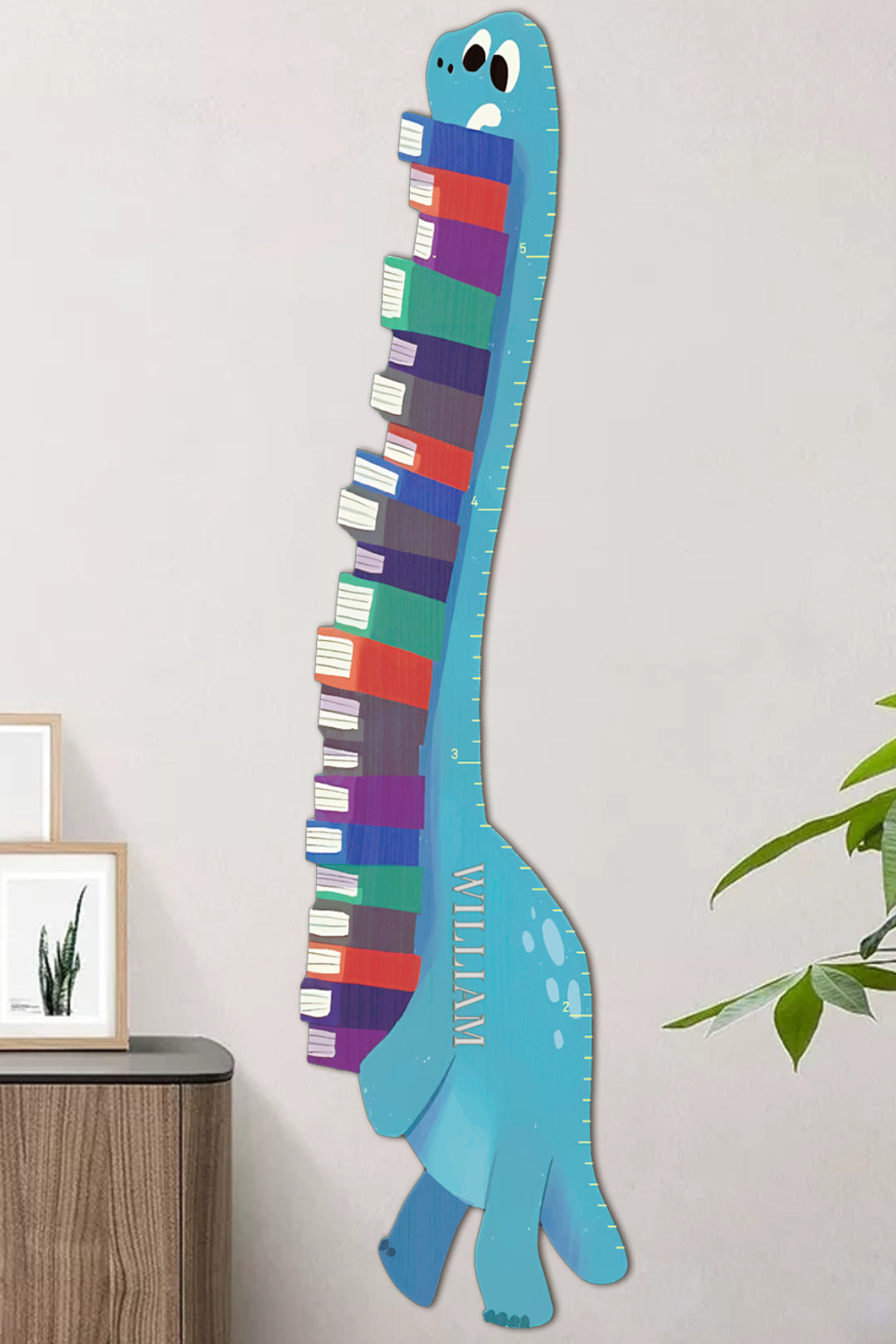 Personalized Wooden Book Dinosaur Growth Chart Ruler