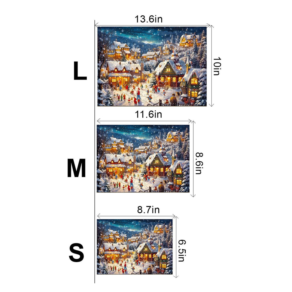 Lively Snowy Night Wooden Jigsaw Puzzle