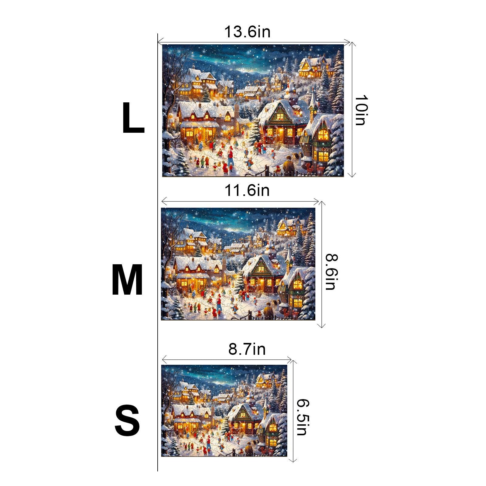 Lively Snowy Night Wooden Jigsaw Puzzle