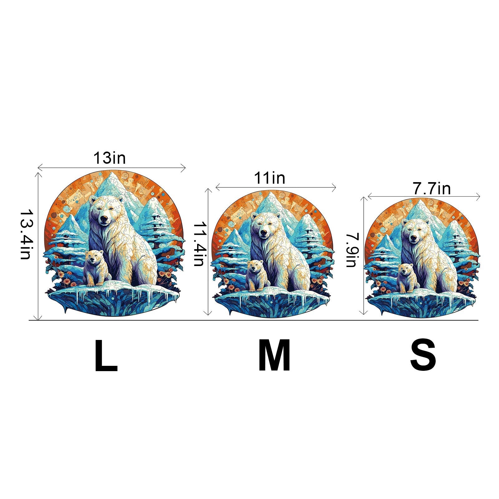Polor Bear Family-2 Wooden Jigsaw Puzzle