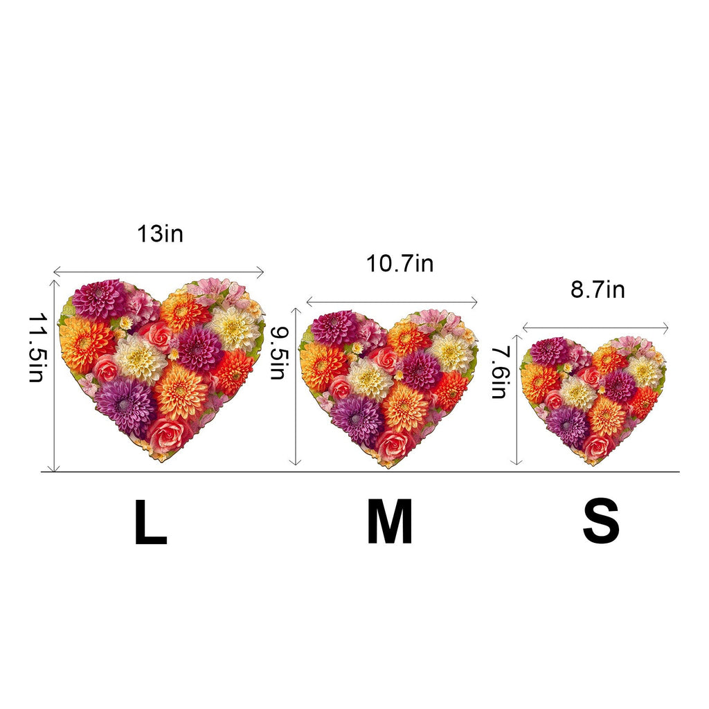 Flower Heart -2 Wooden Jigsaw Puzzle