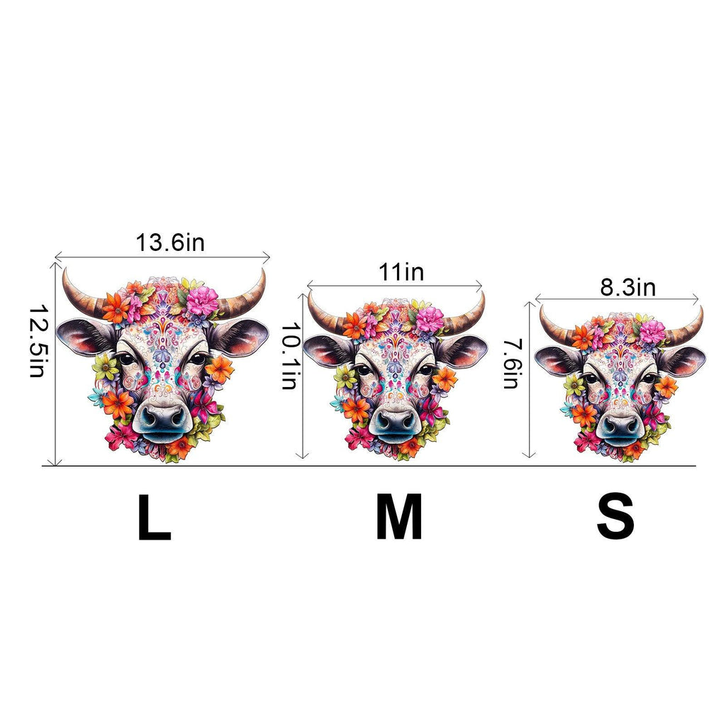 Flower and Cow Wooden Jigsaw Puzzle