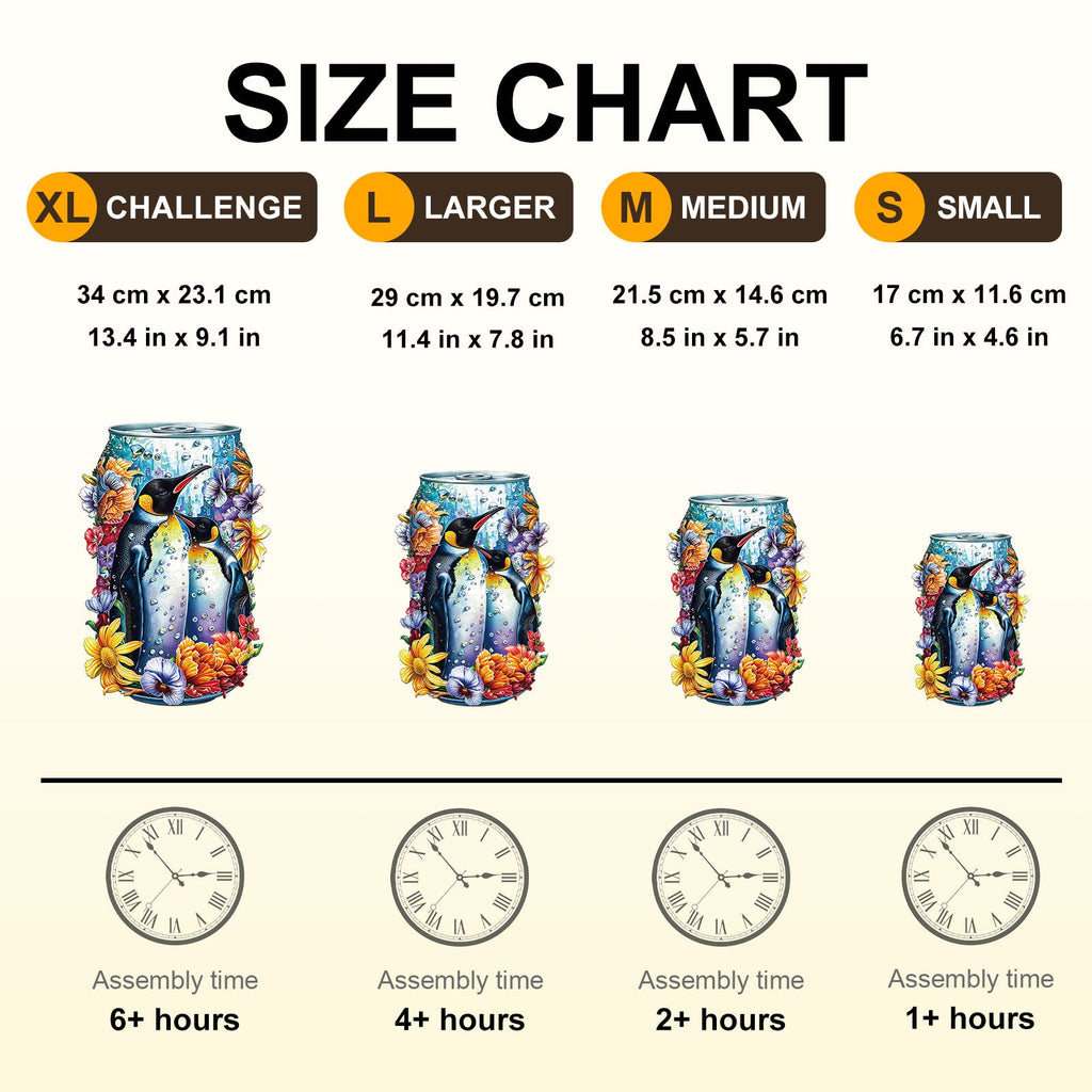 Floral Penguins Wooden Jigsaw Puzzle