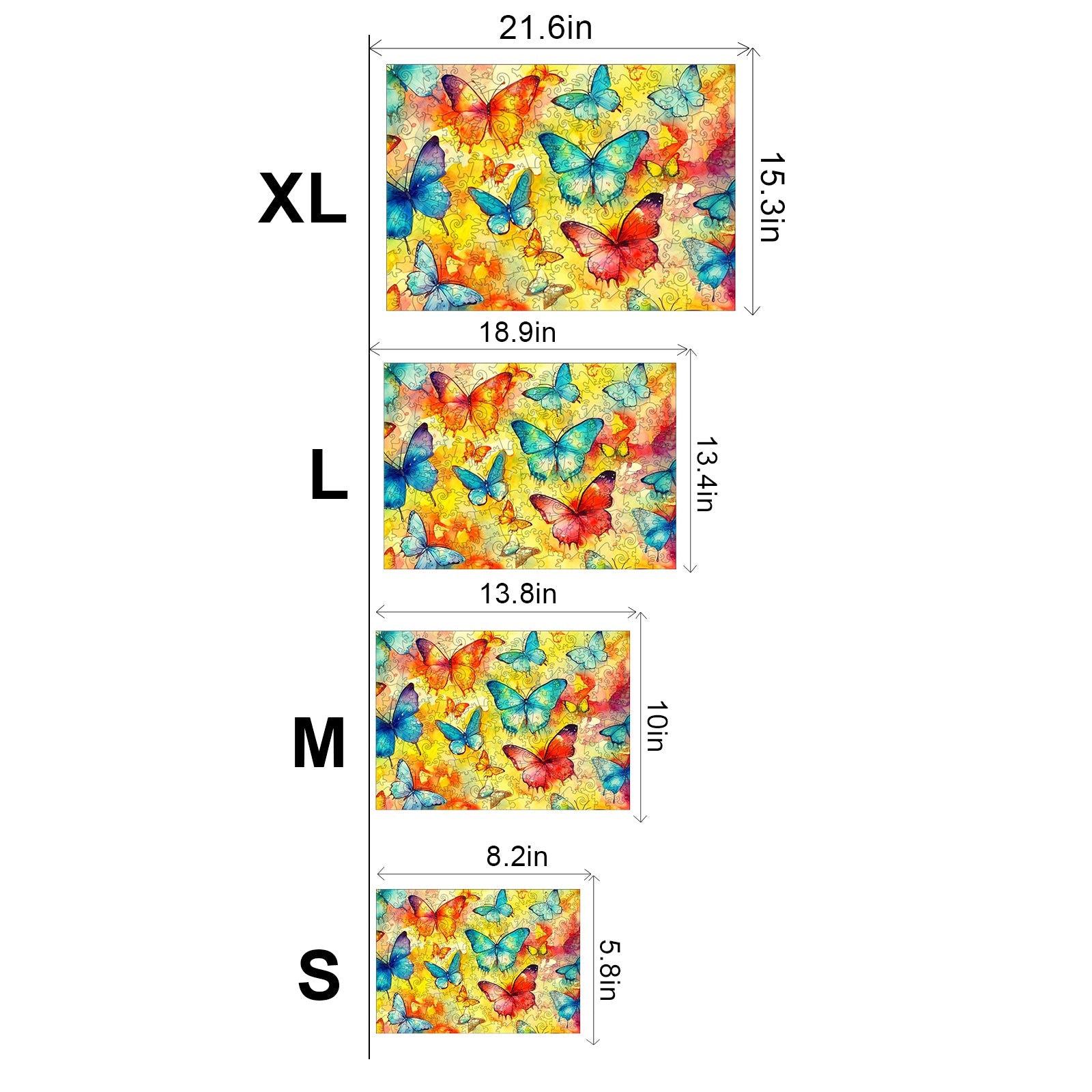 Watercolor Butterflies Wooden Jigsaw Puzzle
