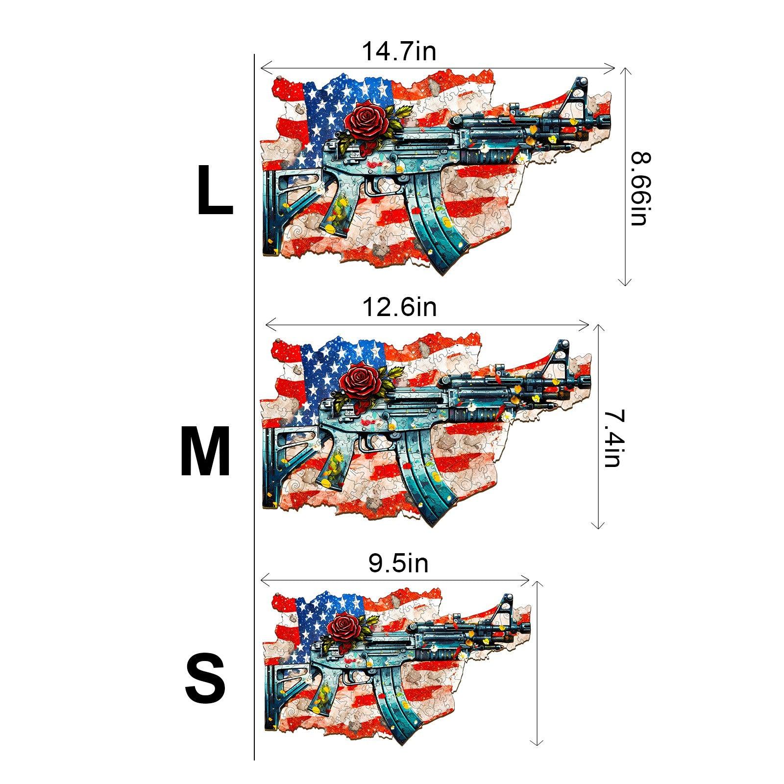 Gun And Rose Wooden Jigsaw Puzzle