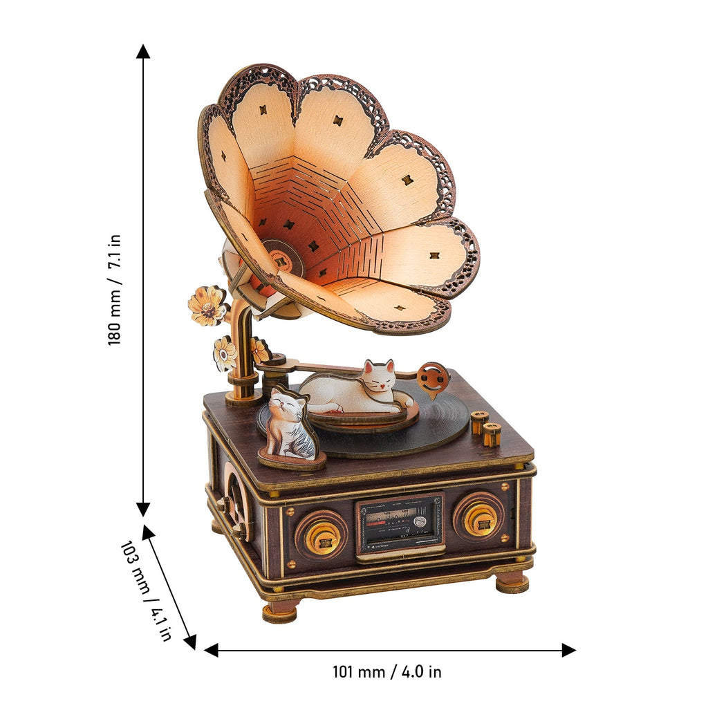 Nostalgic Cats – DIY Wooden Music Box, 3D Puzzle Craft Kit