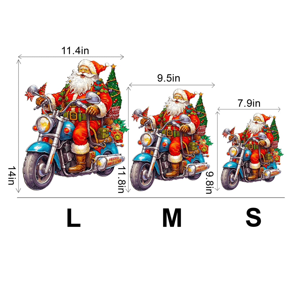Motorcycle Santa Wooden Jigsaw Puzzle