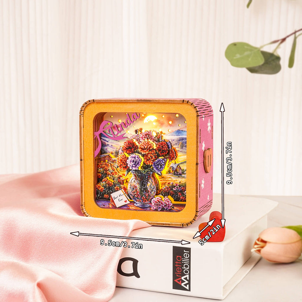 Carnations by the window Kit- Personalized 3D Wooden Puzzle Night Light