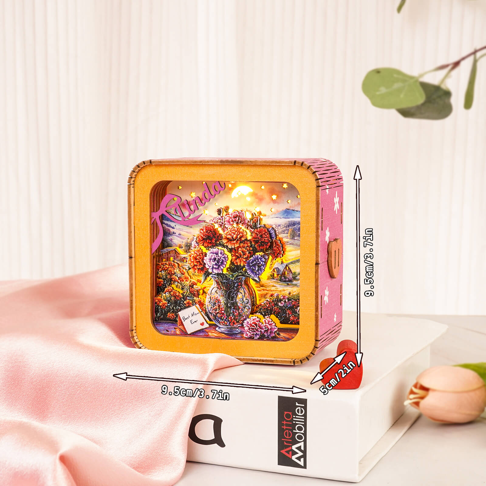 Carnations by the window Kit- Personalized 3D Wooden Puzzle Night Light
