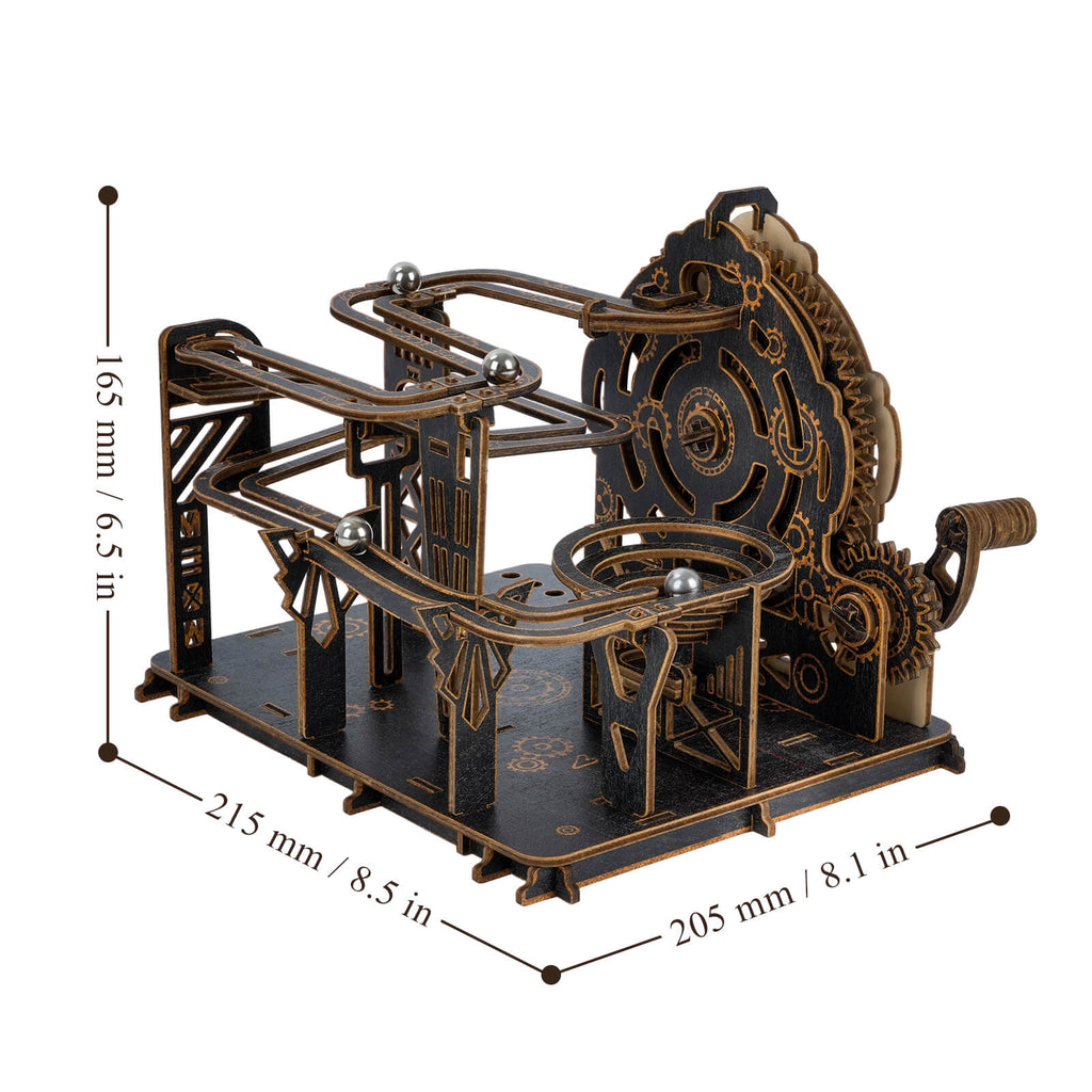 Dark Wood 3D Marble Run – DIY Wooden Puzzle Track Kit