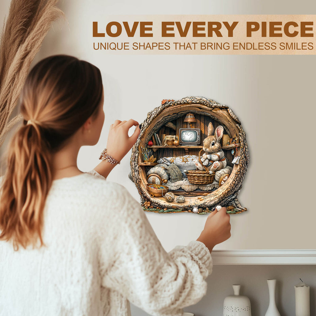 Tree Hole Rabbit Wooden Jigsaw Puzzle