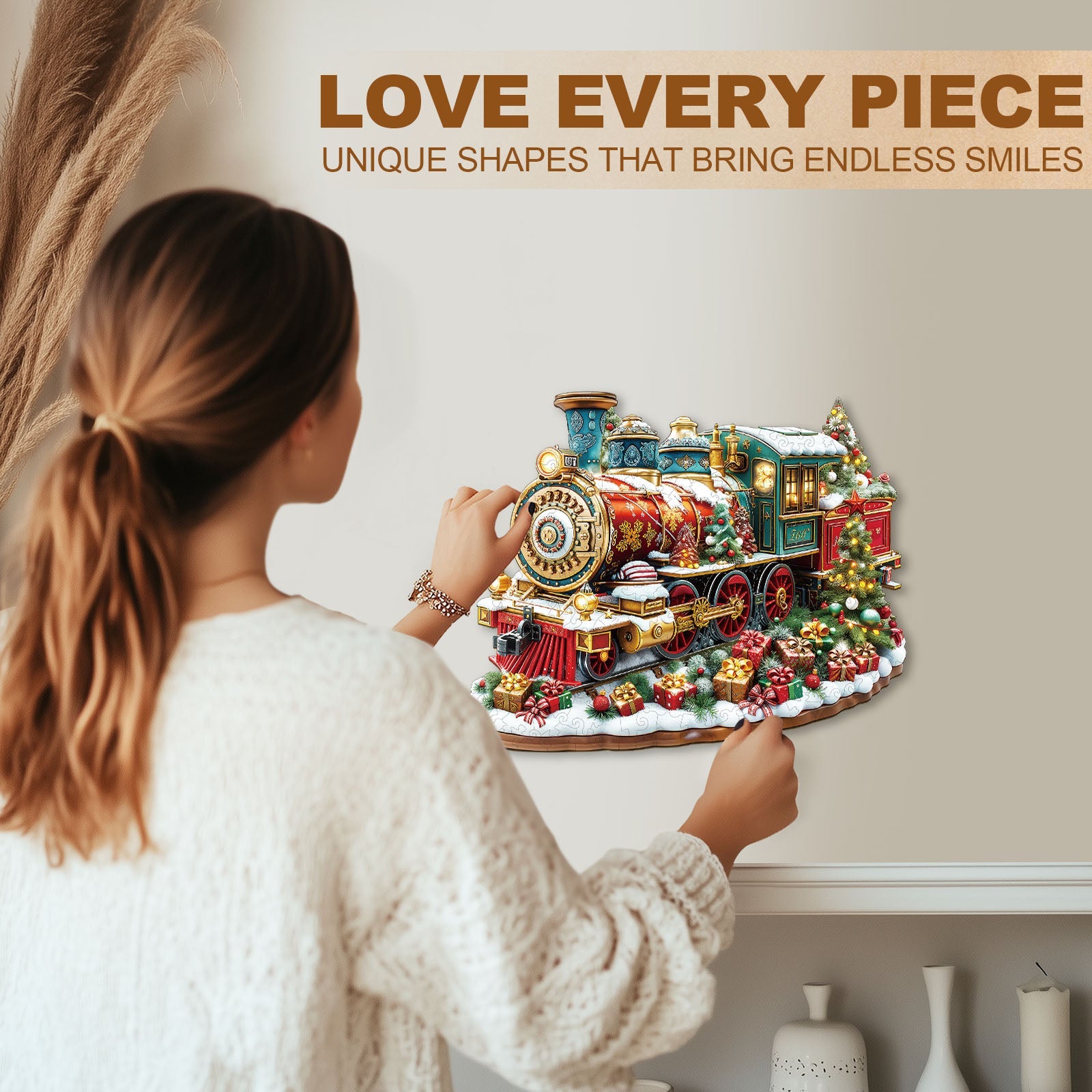 Christmas Train Wooden Jigsaw Puzzle