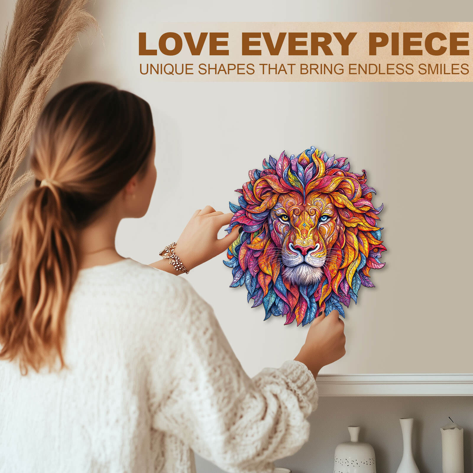 Vivid lion Wooden Jigsaw Puzzle
