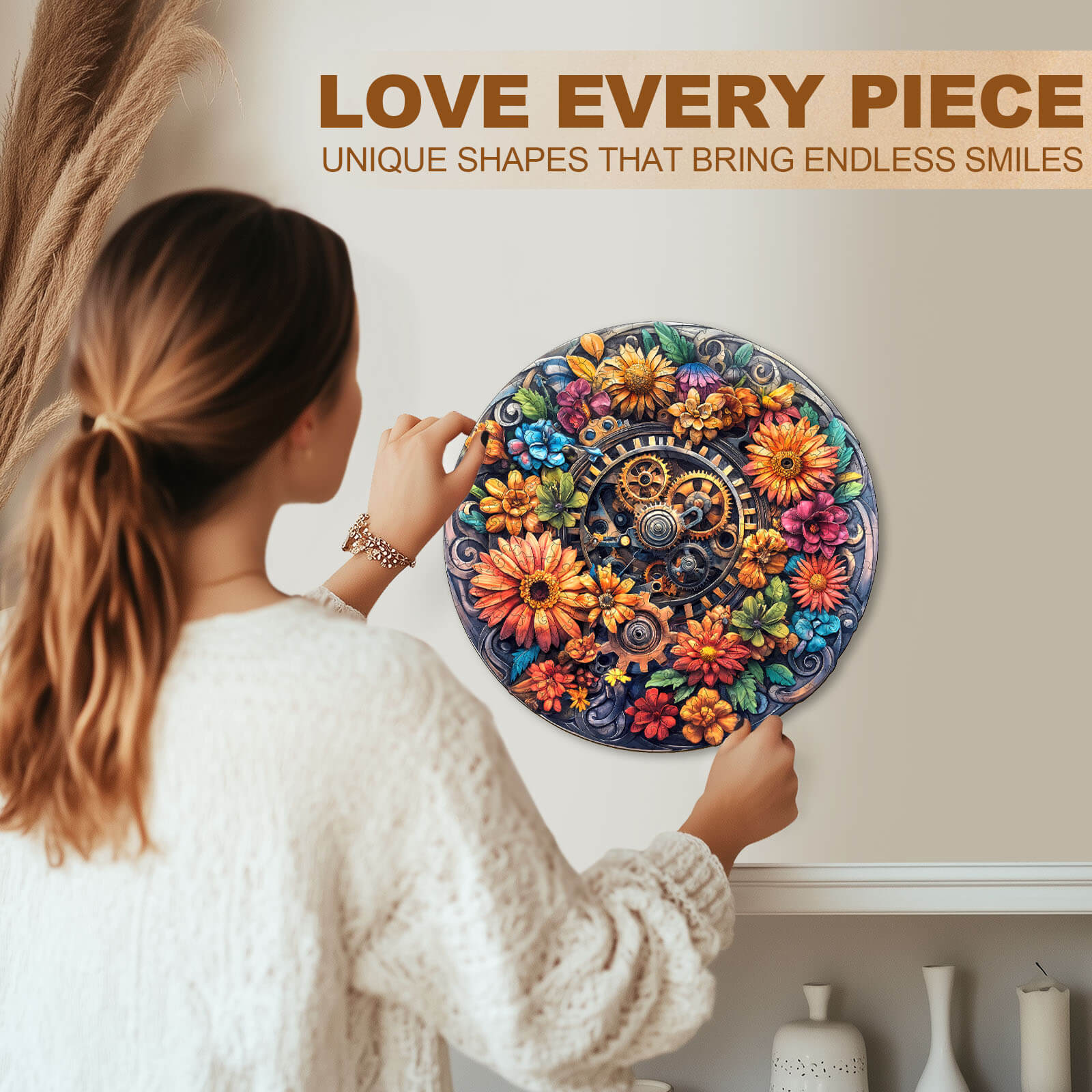 Machinery and flowers Wooden Jigsaw Puzzle