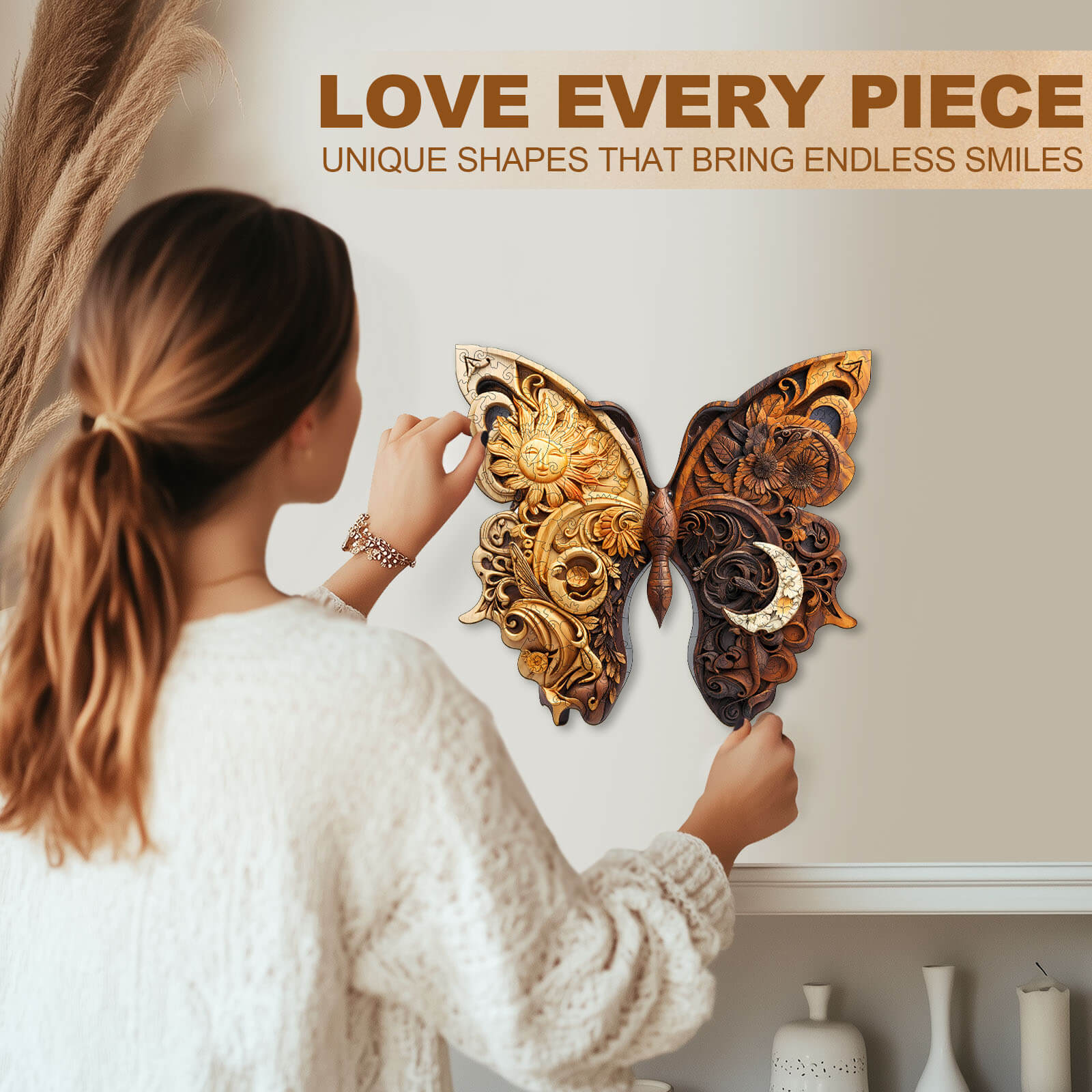 Yin Yang Butterfly Wooden Jigsaw Puzzle
