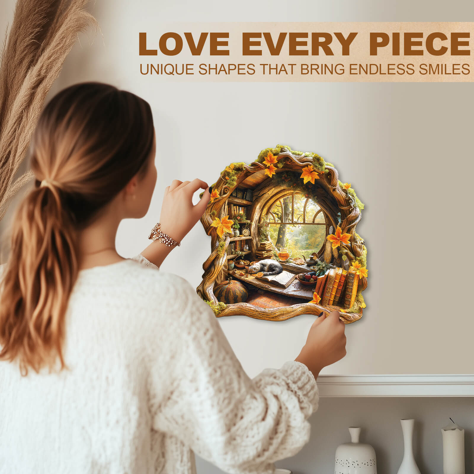 Tree house window view Wooden Jigsaw Puzzle