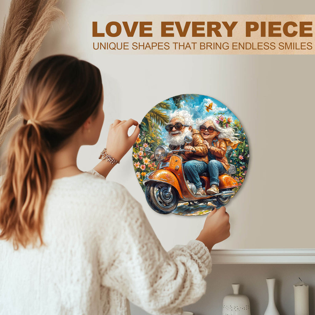 Motorcycle Granny-2 Wooden Jigsaw Puzzle