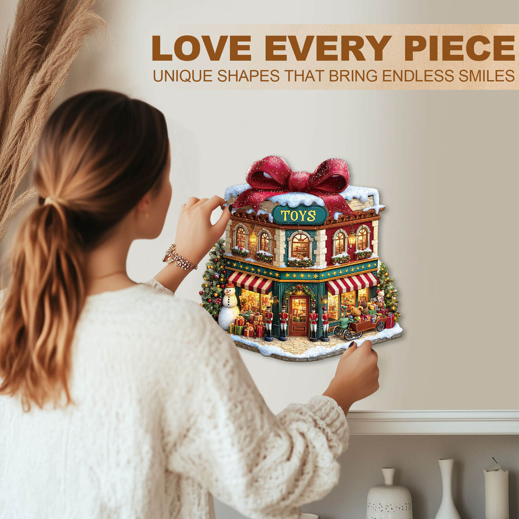 Christmas Toy Store Wooden Jigsaw Puzzle