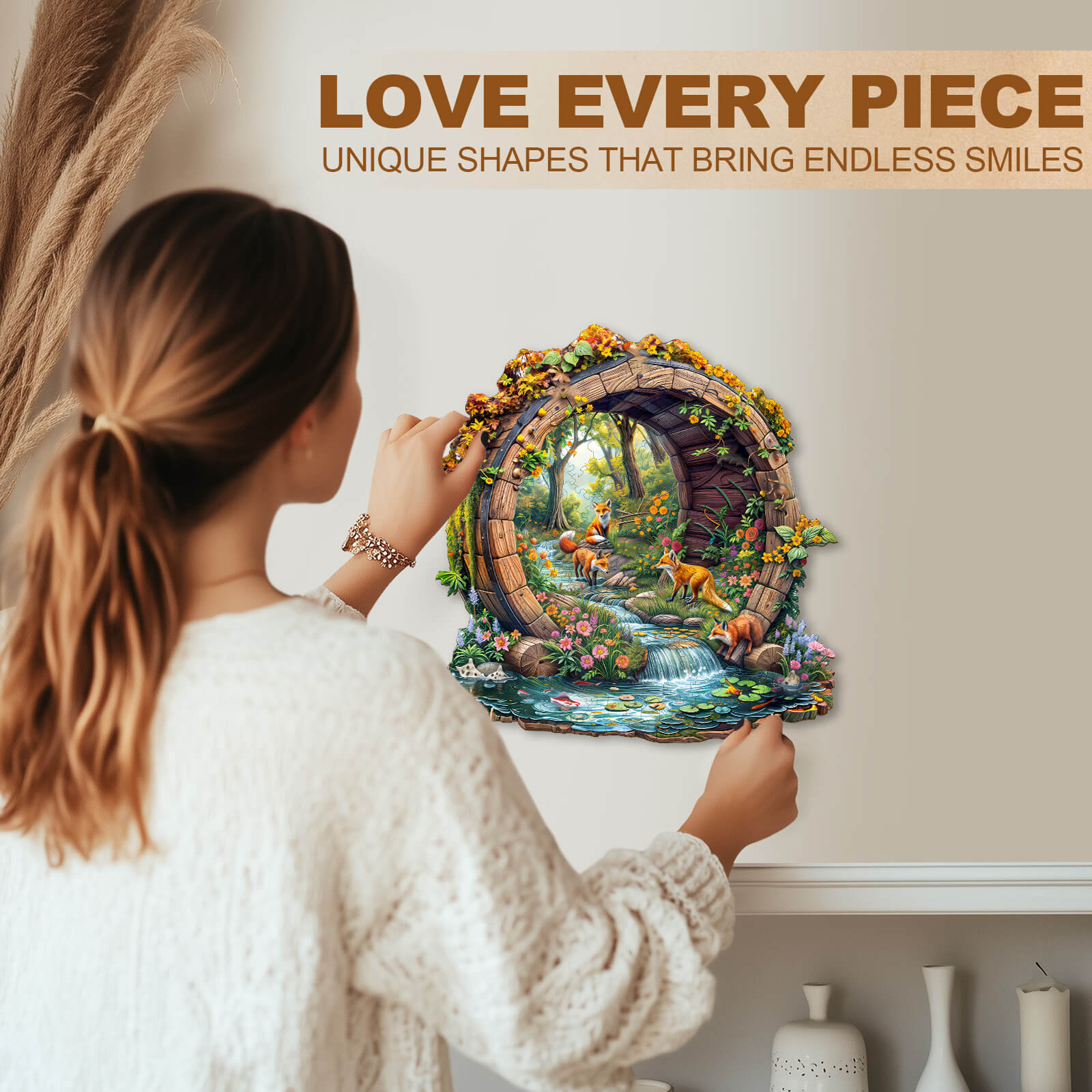 Happy foxes-2 Wooden Jigsaw Puzzle