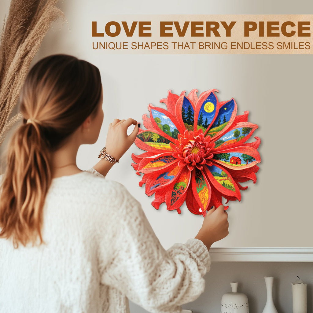 Oil On Chrysanthemum Wooden Jigsaw Puzzle