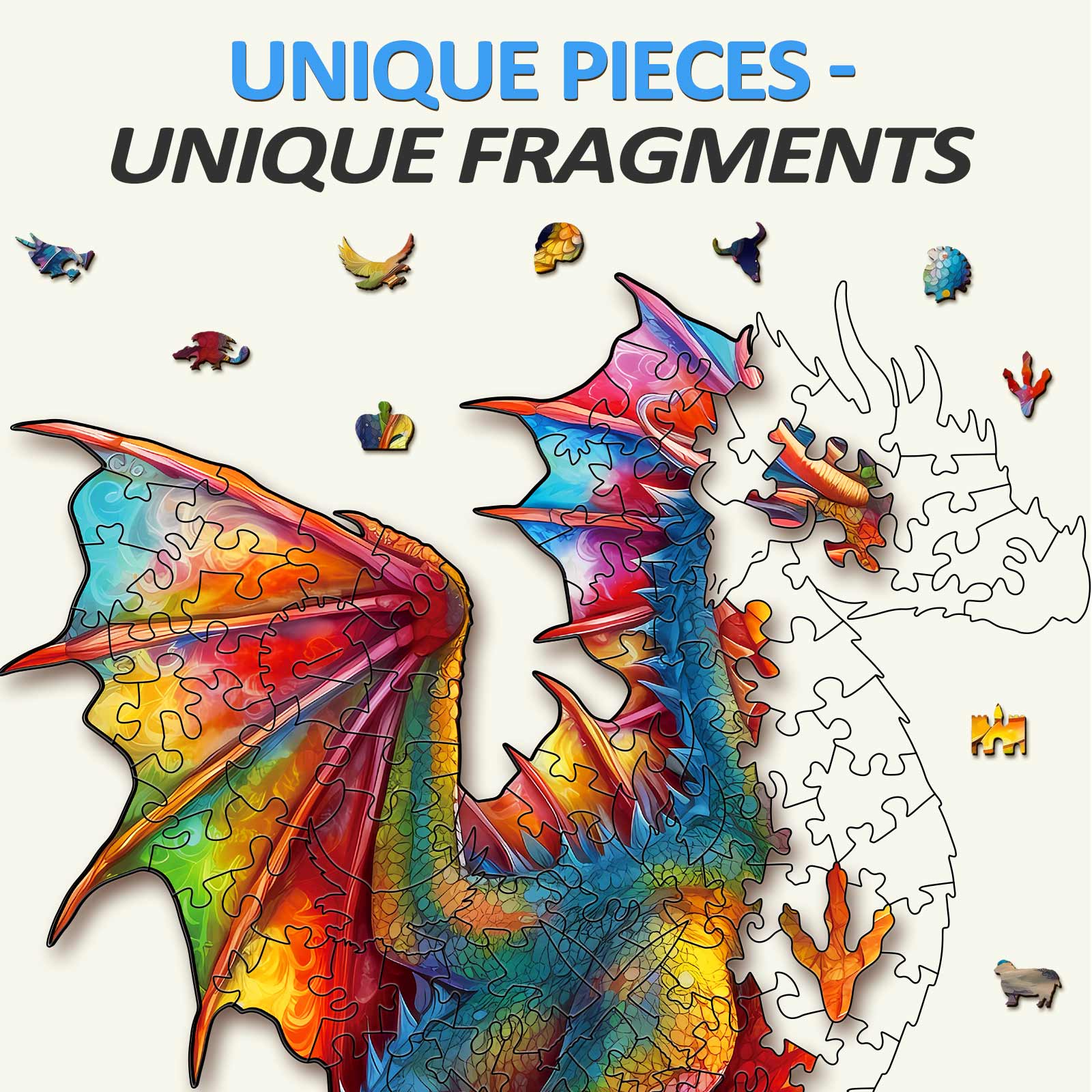 Colorful Dragon-2 Wooden Jigsaw Puzzle
