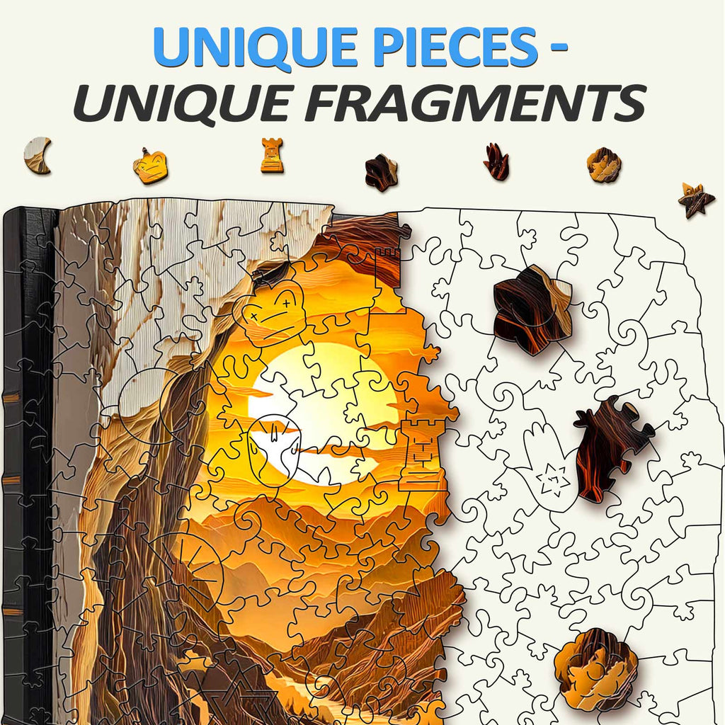 Sunset in a Book Wooden Jigsaw Puzzle