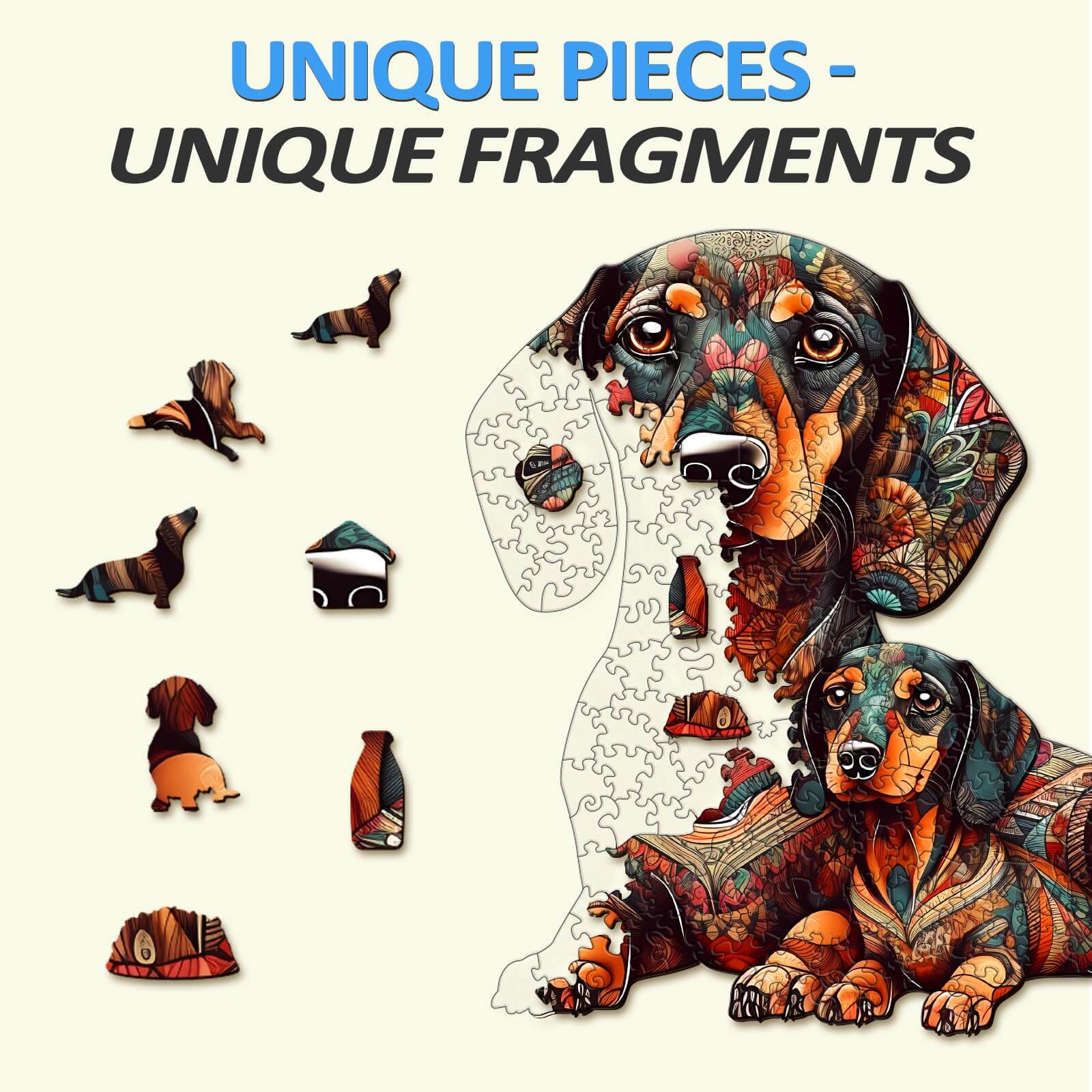 Dachshund Family-2 Wooden Jigsaw Puzzle