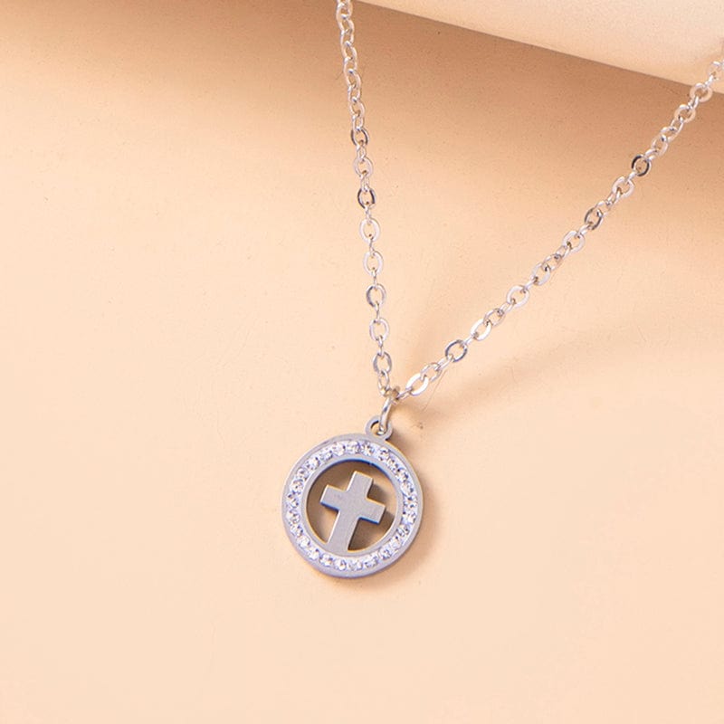 The Cross Necklace in Stainless Steel & Rhinestone by Godisabove™